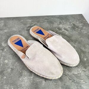 Verbenas Celia suede slip-on mule espadrille flats grey size 9
